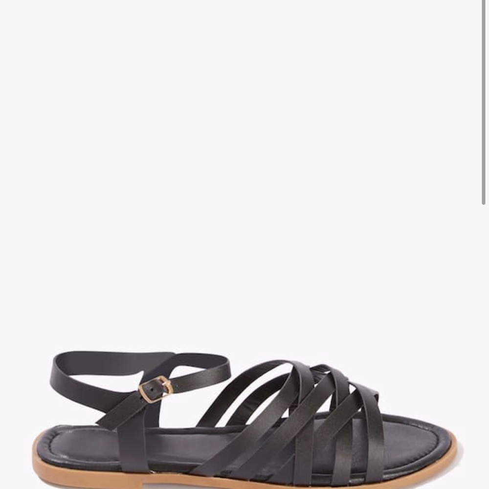 Faux leather caged sandals black size 8 forever 21
